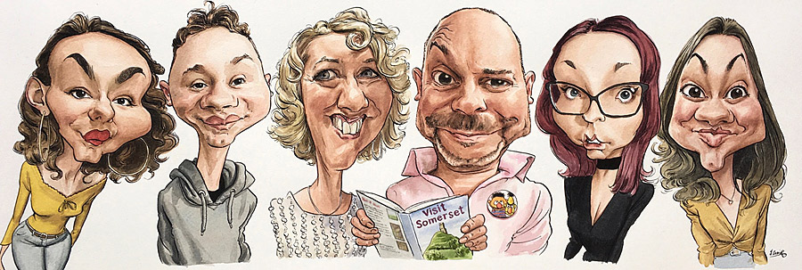 sample caricature commission of parents and children- commission a caricature gift 