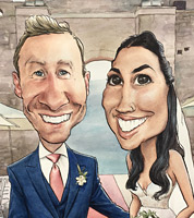 caricature commission of bride and groom for a wedding gift