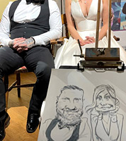 live caricature drawing of bride and groom, derbyshire wedding
