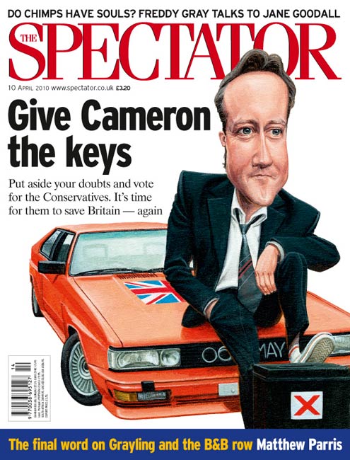 caricature of david cameron. spectator political cartoon for election issue by Jonathan Cusick