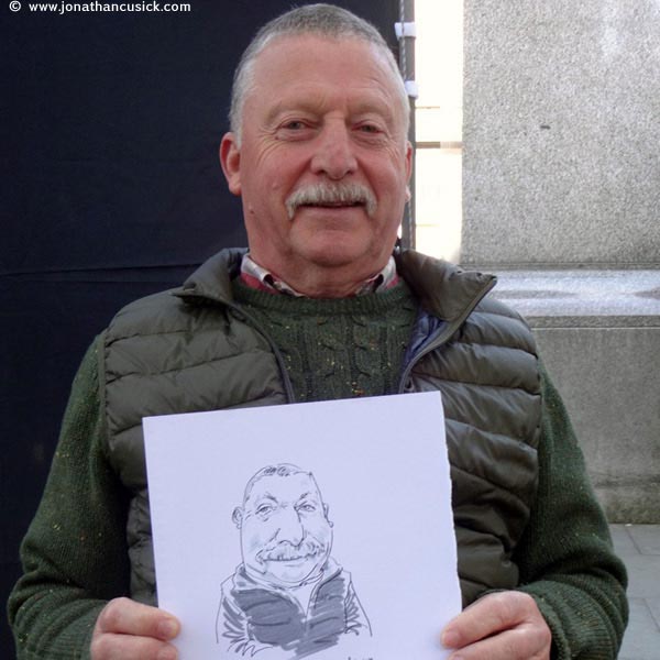 live caricaturist drawing of man in shrewsbury, west midlands