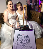 barn wedding live caricatures-two brides in worcestershire