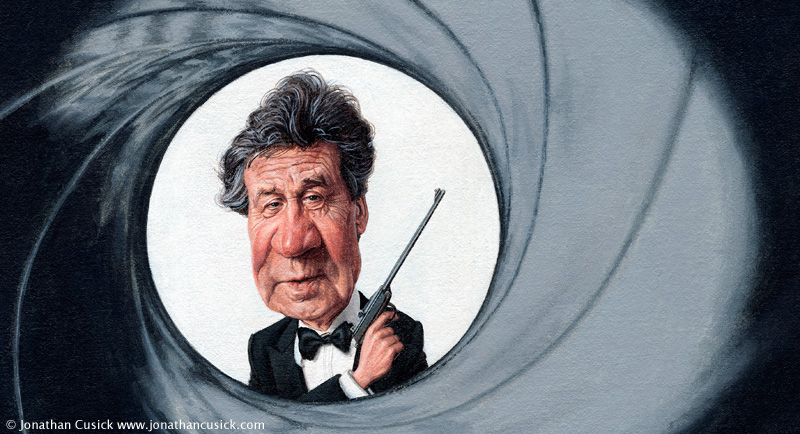 cariacture of Melvyn Bragg for the times newspaper by caricaturist illustrator Jonathan Cusick