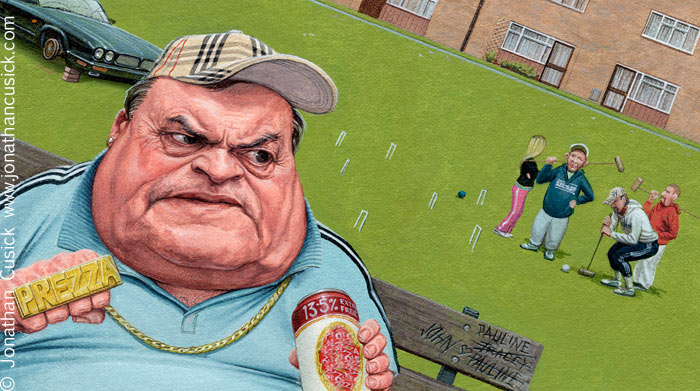 Cartoon caricature of John Prescott for The Times