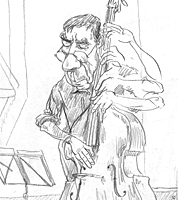 cartoon drawing in sketchbook of jazz musician