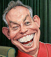 Political caricature of uk prime minister Tony Blair