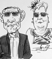 live caricature drawing of guests at wedding in derbyshire