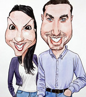 caricature commission for wedding or birthday gift, ink and watercolour