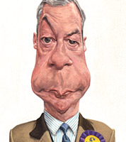political cartoon of Nigel Farage, Ukip leader brexit caricature