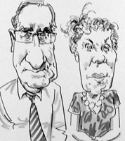 live caricature drawing of wedding guests in Worcestershire by caricaturist Jonathan Cusick