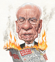 political cartoon for the spectator magazine australia, rupert murdoch