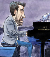 sketchbook drawing of jazz pianist Neil Cowley