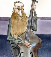 jazz illustration of bassist Rex Horan by cartoonist jonathan cusick