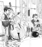 drawing of Dan Messore by jazz illustrator jonathan cusick