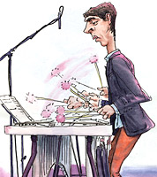 drawing of Jim Hart on Jazz vibes by cartoonist jonathan cusick