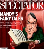 cover cartoon for the spectator, peter mandelson memoirs by political caricaturist jonathan cusick