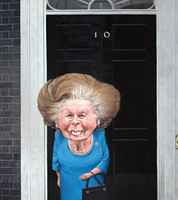 politcal cartoon of margaret thatcher by caricaturist jonathan cusick