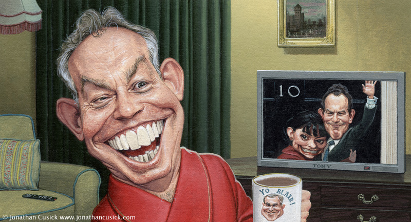 caricature of former prime minister tony blair for the times newspaper
