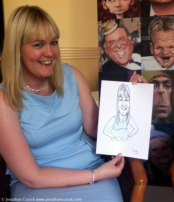 Wedding Guest caricature drawing by live caricaturist