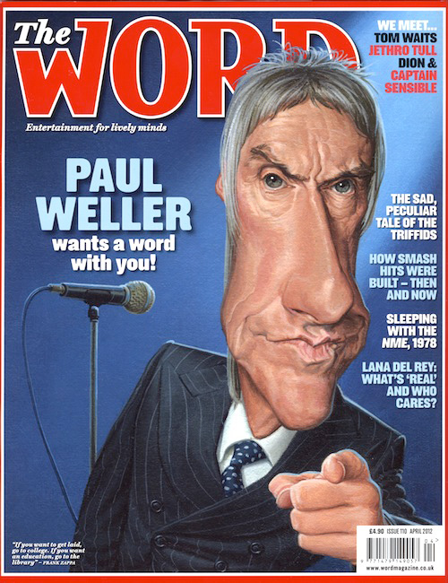 caricature of modfather paul weller for cover of word  magazine by jonathan cusick
